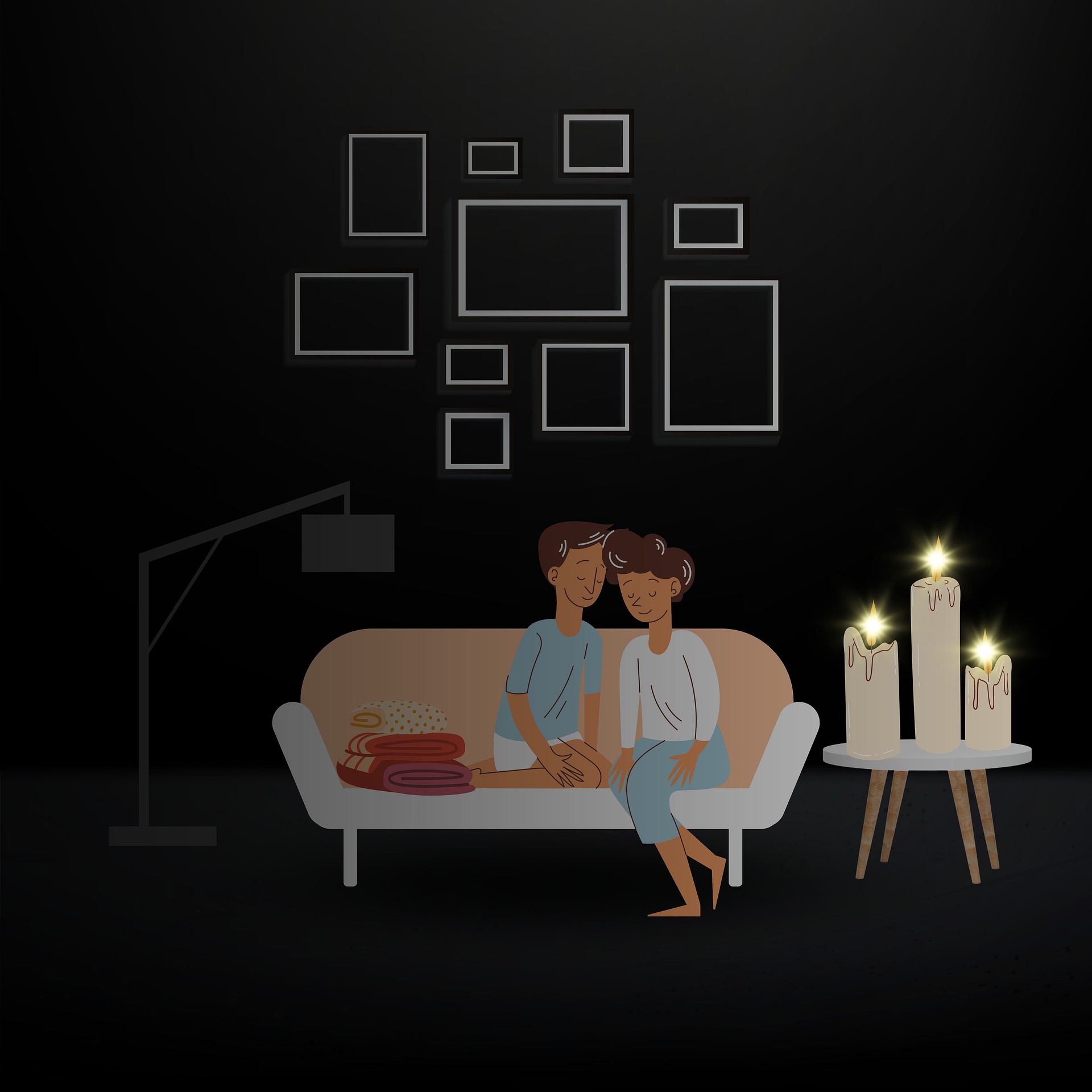 Blackout - ein Paar auf einer Couch dieses Bild zeigt eine Illustration von einem Paar auf einer Couch